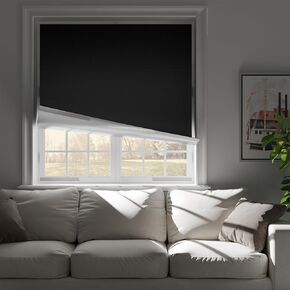 NIGHTON 100% Blackout Curtains for Bedroom, No Drill Blackout Blinds with Upgraded Hook and Loop Tape, Portable Blackout Curtains for Window Cover Baby Nursery,Travel,RV- 1 Panel Black 42'' W x 64" L