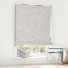 LazBlinds No Tools No Drill Cordless Roman Shades for Windows, Blackout Thermal Insulated UV Blocking Window Blinds, Room Darkening Fabric Blinds for Indoor Windows, 20'' W x 64'' H, Grey