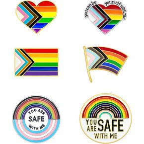 3/6pcs LGBTQ+ دبابيس فخر مجموعة تقدم فخر حليف شارات دبوس العلم زر قوس قزح مينا بروش أنت آمن معي يمكن أن تكون نفسك حرة أمي عناق مثلي الجنس مثليه السحاقيات العابرة