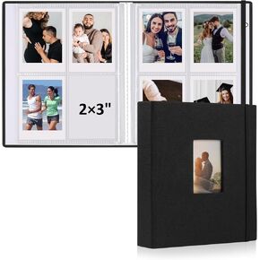 vivinin 2PCS Polaroid Photo Album, 2x3 Inch Pockets Mini Photo Album for 104 Pockets Hold 208 Pictures, Linen Hardcover Polaroid Album Book for Photos Family Anniversaries Baby Vacations (Off-white)