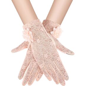 SATINIOR Lace Gloves Women Short Fingerless Floral Gloves for Tea Party Wedding Halloween