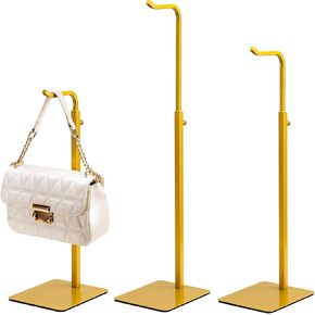 pickpiff 3 Pack Purse Holder Handbag Display Stand: Gold Hanger Rack for Bags, Purses, and Wreath, Adjustable Hook Stand for Tabletop, Closet, and Retail Use for Vendors