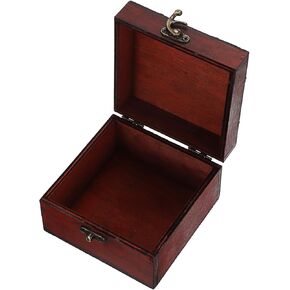 ELLDOO Small Treasure Jewelry Chest Box, Vintage Pirate Keepsakes Box for Gifts, Wooden Storage Box Decorative for Pearl Trinkets Tarot Cards Chakra Stone