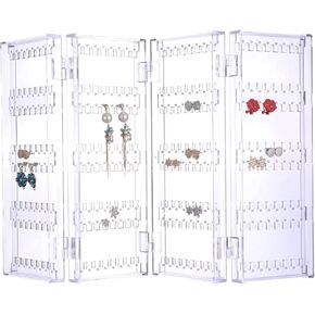 Sooyee Acrylic Earring Holder Organizer,256 Holes 5 Tiers Stud Organizer,4 Doors Foldable Necklace Jewelry Display Stands for Selling,Clear