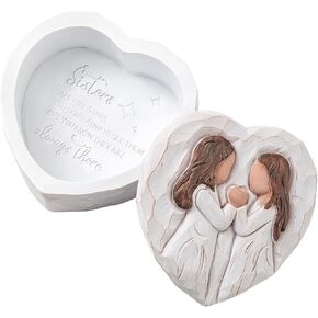 Sister Figurines Jewelry Small Keepsake Box Mothers Day Gifts for Sister in Law - Sister Birthday Gifts Memory Box - Friendship Decorative Boxes for Home Decor - 3D Sculpted Hand-Painted
