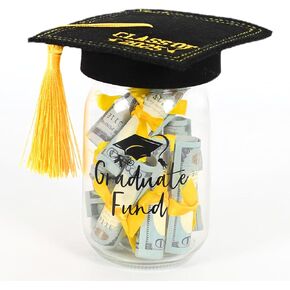 Graduation Gifts, Graduation Cap Money Holder, Class of 2025 Grad Mason Jar Gifts for College High Middle School, Graduation Cash Holder Decor for Party Favor Supplies
