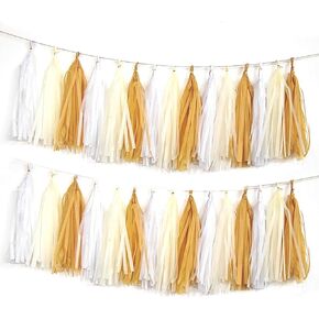 Rose Gold Peach White Pink Tassel Garland Banner ، 20 حزمة ، زخارف حفلات Garland لعيد الميلاد ، مهرجان Boho للموسيقى ، استحمام الطفل ، الزفاف ، الزفاف