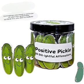 Positive Pickle, Emotional Support Pickle, Mini Affirmation Card Jar, 30/60 Unique Positive Messages, Positive Pickle Affirmation Cards, Decorative Jar Gifts to Cheer Up a Friend (30, Pickle)