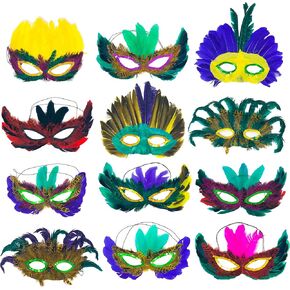 Podzly - 12 أقنعة Mardi Gras المتنوعة - أقنعة الحفلات - مثالية للاحتفالات ، كرنفال ، حفلة موسيقية ، قاعة بالرقابة - مثالية لحواء رأس السنة - Antifaces Elegantes ، قناع Masquerade في البندقية ، ماسكاراس فينسيا