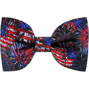 Men's American Flag Bow Tie Satin Silk Pre-tied Solid Stars Stripes USA Bow Ties for Men with Gift Box