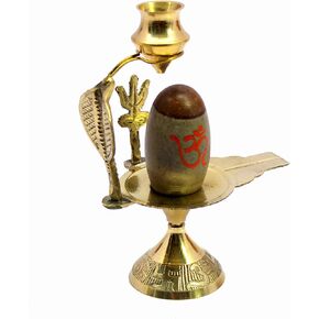 Esplanade Narmadeshwar Shiva Lingam Shiv Ling مع إبريق المياه النحاسية و Trishul - 5.25 بوصة