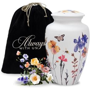 Cremation Urns for Human Ashes Adult Female | Human Urn for Ashes for Women | Decorative for Cremation, Funeral, Burial, Home | Handcrafted Large Size - Wildflower