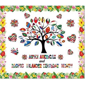 79 PCS Asian American and Pacific Islander Honor Month Bulletin Decorations String National Flag Tree for School Aapi Honorage Mond