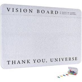 Vision Bulletin Board, Decorative Felt Pin Board, Cork Board Alternative for Wall, Premium Foldable Picture Board, DIY Prayer Board for Manifestation with Pushpins for School, Home, Office(17" x 23")