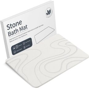 Stone Bath Mat Diatomaceous Earth Shower Mat Non-Slip Super Absorbent Diatomite Stone Bath Mats for Bathroom Floor Quick Drying Natural Easy to Clean(23.6''×15.4" Gray)