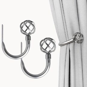 Handmade Metal Curtain Holdbacks 2pcs, Decoration Matt Black Curtain Tie Back Hooks for Wall, Heavy Duty Side Holders Tiebacks Accessories for Drapes Drapery Window