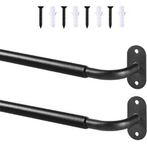 French Door Curtain Rod Adjustable 18"-32", Wrap Around Cafe Curtain Rod 3/4" Diameter, Screwed Sash Curtain Rods for Door Window, Black, 2 Pack