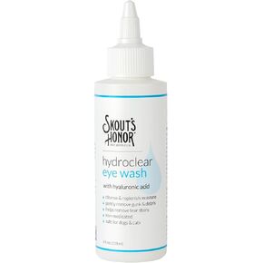 SKOUT'S HONOR HydroClear Eye Wash with Hyaluronic Acid, 4oz Bottle - Non-Medicated, Daily Eye Care for Dogs & Cats
