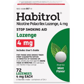 Habitrol Nicotine Lozenges 4 mg Mint Flavor - 72 Count - Stop Smoking Aid - Reduce Cravings and Withdrawal Symptoms