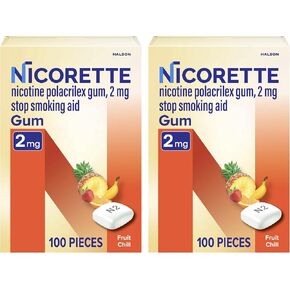 Nicorette Nicotine Gum Stop Smoking Aid ، 2 Mg ، Fruit Chill Flavor - 200 Count