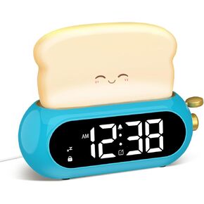 Kids Alarm Clocks for Bedroom, Cute Digital Clock with Night Light, 10 Ringtones, 10 Volumes, Nap Timer, Brightness Dimmer, Snooze, Bedside Alarm Clocks for Boys Girls Teens Birthday Gift, Plug-in Use