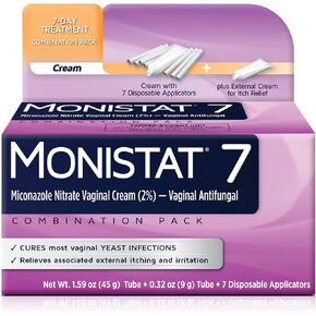 Monistat 7 أيام علاج عدوى الخميرة للنساء ، 7 تطبيقات كريم ميكونازول مع تطبيقات متاح ومستحضرات حزمة الكريمة المونستات الخارجي