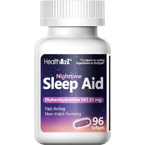 HealthA2Z Sleep Aid, Diphenhydramine HCl 25mg Softgels, Supports Deeper, Restful Sleeping, Non Habit-Forming (96 Softgels)
