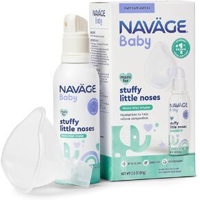 Navage Baby Micro -Mist Minaler - Mist Mist Nasal Mist من أجل تخفيف احتقان الطفل - أوصت طبيب الأطفال بالرذاذ الأنفي مع قناع وهادئ ، ضباب مستمر (2.8 أوقية)