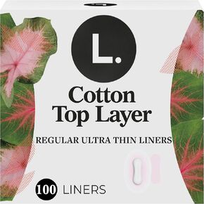 L. Ultra Thin Liners for Women, Regular Coverage, Cotton Top Layer, Unscented Pantiliners, 100 Count