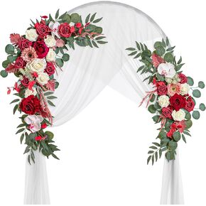 Wedding Arch Flowers, Artificial Flowers for Decoration, 2pcs Flower Swag and 1 pcs Semi-Sheer Chiffon Table Runner Swag for Beautiful Dream Wedding Ceremony Floral Decor - Pack of 3