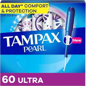 سداداتين Tampax Pearl ، مع جديلة تسرب ، امتصاص فائقة ، غير معروضة ، 60 العد