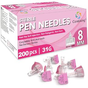 Insulin Pen Needles 31G 8 mm (5/16"), 200 Count, Needles for Insulin Injections, Compatible with Most Pens