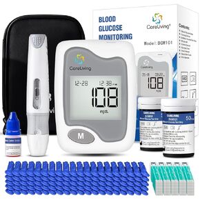 BGM101 Blood Glucose Monitor Kit, 100 Test Strips, 100 Lancets, 1 Blood Glucose Meter, 1 Lancing Device, Diabetes Testing Kit, Portable Blood Sugar Test Kit, Glucometer Kit for Home