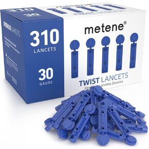 Metene Twist Top Lancets لأجهزة Lancing ، 310 Count ، 30 Lancets لاختبار السكر في الدم ، lancets السكري ، الأزرق