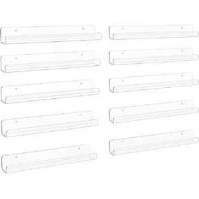 upsimples 8 Pack Vinyl Record Wall Mount Relves ، بحامل الفينيل 12 "لتخزين وعرض سجل الألبوم ، أرفف عائمة أكريليك واضحة لديكور الجدران ، رف الكتب للأطفال ، رف المجلات ، الحافة الصورة