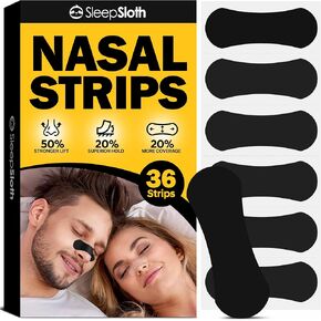 Nasal Strips (36 Strips), Nasal Strips for Breathing, Nasal Strips for Sensitive Skin, Congestion Relief Caused by Colds & Allergies, Universal Fit, Extra Strength, Black