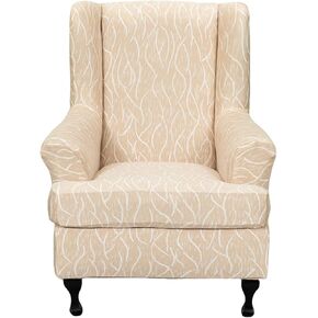 Wing Chair Slipcovers 2 Pieces Stretch Spandex Wingback Chair Covers Sofa Slipcover Printing Wingback Armchair Slipcovers Furniture Protector Couch Soft with Elastic Bottom for Wingback Chairs,12