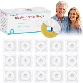 20pcs 4mm قابلة للضوء حلقات الحاجز ، حلقات امتداد الجلد المرنة القطر الخارجي 1.9 بوصة (48 مم) ، لوازم أكياس الفتيل الهيدروكولويد الطبية ، ختم أفضل حلقات حاجز متسربة