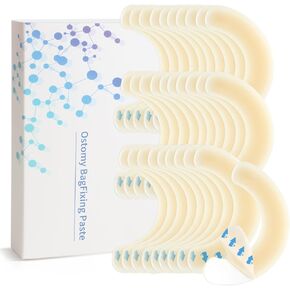30PCS Ostomy Supplies,Ostomy Barrier Strips,Elastic Barrier Adhesive Tape Strips for Colostomy Bags Curved Ileostomy Tape for Stoma Urostomy Bag