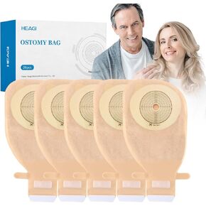 20 Pack Colostomy Bags, One Piece Ostomy Bag Ostomy Supplies, 15 mm - 70 mm Cut to Fit Drainable Pouches with Stick on Closure for Ileostomy Stoma Care