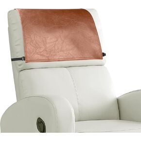 Headrest Cover for Recliner Chair Recliner Headrest Protector Faux Leather Headrest Cover with Elastic Straps Couch Headrest Covers for Furniture Sofa Protector 17 x 27In(Chocolate Brown)