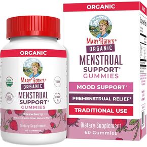 Organic Menstrual Support Gummies by MaryRuth's | for The Relief of Common Symptoms of Premenstrual Syndrome | PMS Support | Premenstrual Mood Support | USDA Organic | Non-GMO | Vegan | 30 Servings