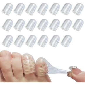 Silicone Toe Protectors 20Pcs, Gel Anti-Friction Toe Protector Breathable Toe Caps Guards for Men Women, Soft Clear Little Toe Covers Silicone Toe Sleeves for Corns, Blisters and Pain Relief
