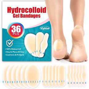 36PCS Hydrocolloid Blister Bandages – Blister Bandages for Feet, Blister Prevention & Recovery – Waterproof Blister Pads & Blister Cushions for Heel, Toe & Foot
