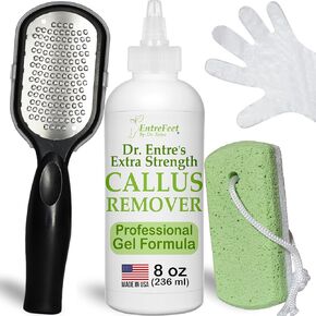 Dr. Entre's Callus Remover Gel Kit للأقدام: ملف القدم ، حجر الخفاف ، 5 أزواج من القفازات لتطبيق هلام ، مجموعة سبا ، رعاية القدم ، أدوات الباديل ، غلاف ، 8 أوقية
