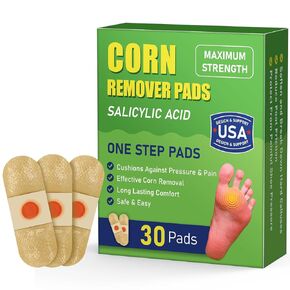 Maximum Strength Corn Removers Pads for Feet and Toes, Fast Effective Foot Corn Removal Bandages for Kids Adults, All-Day Pain Relief, 30 Pack-N4