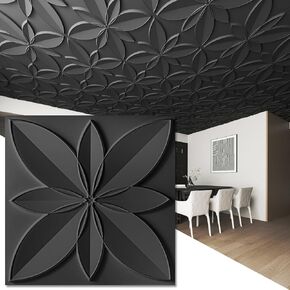 WOWSTAR 12-Pack 24 "x24" بلاط السقف إسقاط ، غراء مقاوم للماء ديكور السقف ، أبيض