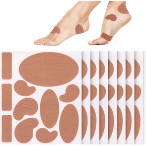 Moleskin for Feet Belisters - 10 صفائح (11 شكلًا لكل منها) منصات الوقاية من النفطة ، حشوة الجلد الخلد اللاصقة للأحذية ، أصابع القدم ، الكعب ، الكالسيات