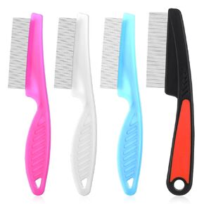 4 PCS قشرة الرأس مشط الفولاذ المقاوم للصدأ الصدفية مشط احتراف الأسنان الفاخرة كومبس كومب المعادن القمل القمل لقشرة الرأس مزيل فروة الرأس الأزرق الأسود الأبيض