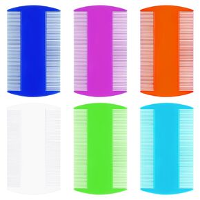 6 Pcs Lice Comb, Double Sided Multi-Purpose Fine Tooth Head Hair Comb for Removing Fleas Dandruff Ticks for Adults Long Short Hai Fine (6 Colors)